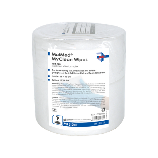 MaiMed MyClean Wipes lingettes douces XXL desi, recharge 90 feuilles, insaturées, 28x30cm | Paquet (90 feuilles)