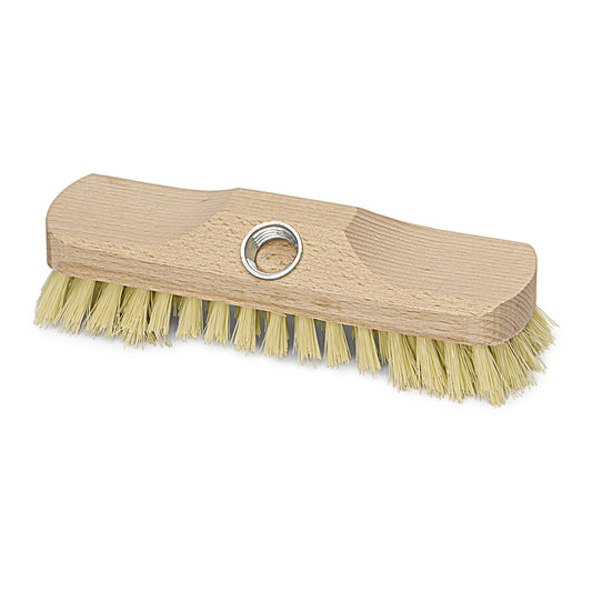 Die Nölle Profi-Bürste 22 cm Schrubber mit Bart, hart, von Nölle Profi Brush Bürsten- & Pinseltechnik e.K., hat steife Borsten und einen Gewindesockel zur einfachen Befestigung des Stiels - perfekt für die gründliche Reinigung.