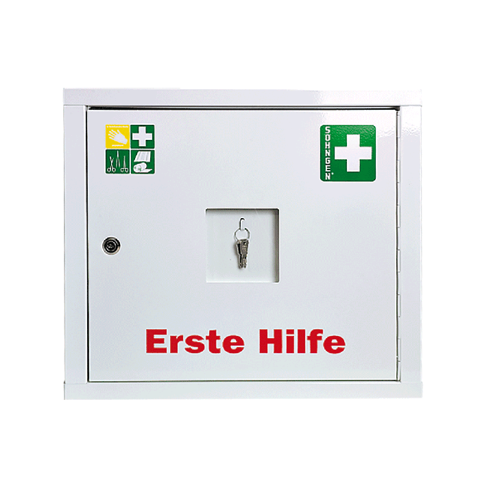 Armoire à pharmacie JUNIORSAFE blanche avec contenu standard conforme à la norme DIN 13157