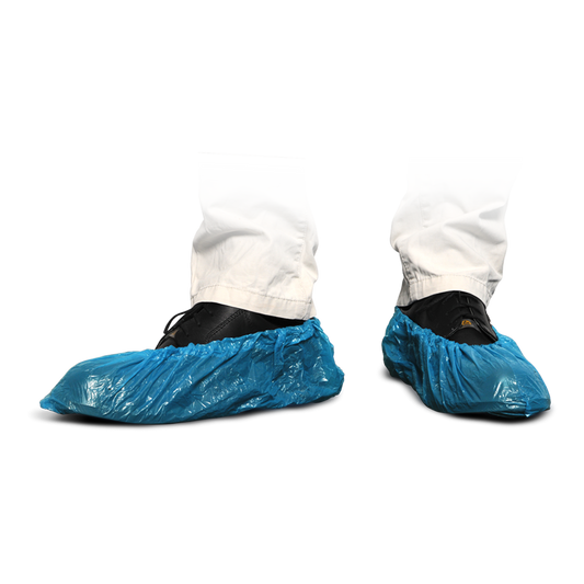 Couvre-chaussures MaiMed-Cover PE Couvre-chaussures jetables en PE, bleus, 100 pièces/paquet. | Paquet (100 pièces)