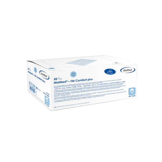 MaiMed-FM C plus., masque, unst. avec masque chirurgical en caoutchouc, non stérile, 3 épaisseurs, bleu, 50 pcs./carton | Boîte (50 pièces)
