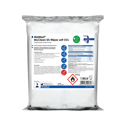 MaiMed MyClean DS Lingettes douces XXL - 70 feuilles pré-imbibées de MaiMed MyClean DS | Paquet (70 feuilles)