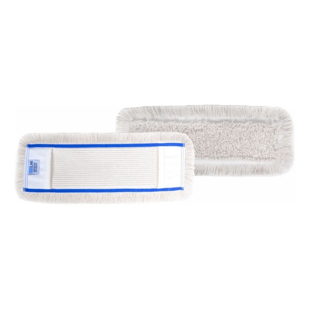 La photo présente deux tampons de nettoyage rectangulaires blancs « Arcora Universal Bw » de la société Arcora International GmbH : l'un montre la surface de nettoyage texturée, l'autre le verso avec une bordure bleue et une étiquette. Ils sont parfaits pour le nettoyage industriel avec la solution de votre choix.