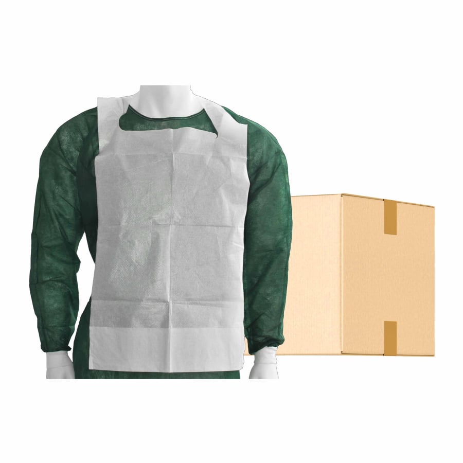 Bavoirs jetables MaiMed avec poche de collecte à nouer, blanc, 66x37 cm - 100 pièces/paquet | Paquet (100 pièces)
