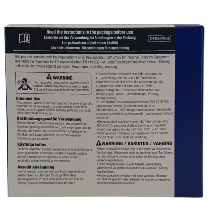FFP2 Atemschutzmaske, weiß, 10 Stck. / Box ohne Ventil, Ohrenschlaufen | Box (10 Stück)