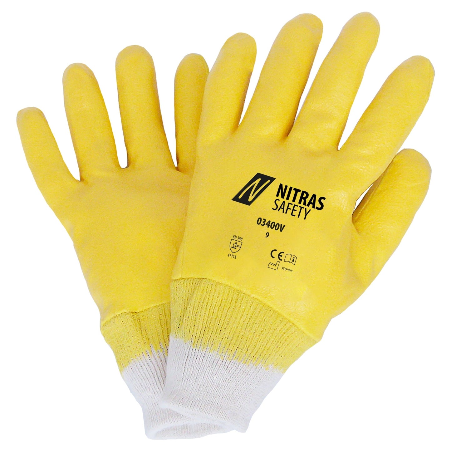 NITRAS Nitrilhandschuhe, naturfarben / gelb