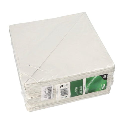 Ein Stapel PAPSTAR 1000 Spitztüten Zellulosebeutel (gefädelt) der PAPSTAR GmbH, in Plastik gebündelt mit einem grün-weißen Seitenetikett mit Produktdetails.