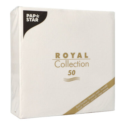 Les PAPSTAR 50 serviettes "ROYAL Collection" 1/4-pli, blanches, de PAPSTAR GmbH comprennent 50 serviettes en papier de haute qualité au format généreux de 40 x 40 cm.