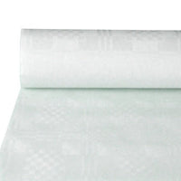 Une toile blanche de 50 m x 0,8 m PAPSTAR Rouleau de napkins en papier à motif damassé, avec des carreaux et des rayures discrets – idéal pour les occasions festives. Marque : PAPSTAR GmbH, 1 rouleau (film).
