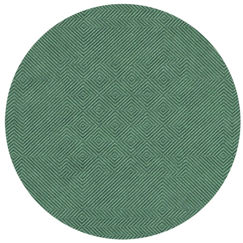 Das runde, grüne PAPSTAR Papiertischtuch mit Damastprägung (50 m x 1 m) von PAPSTAR GmbH zeigt ein geometrisches Muster mit diagonalen Linien und Rauten für einen dezenten 3D-Effekt – ideal für festliche Anlässe.