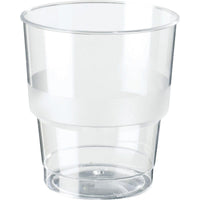 Das Trinkglas Tourmaline der Duni GmbH ist ein transparentes PS-Trinkglas, 300 ml, mit ausgestelltem Rand und gefrostetem Band, abgebildet auf weißem Hintergrund. Erhältlich in Packungen zu 40 Stück.