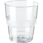 Le verre à boire Tourmaline de Duni GmbH est un verre à boire en PS transparent, 300 ml, avec un bord évasé et une bande givrée, illustré sur un fond blanc. Disponible en paquets de 40 pièces.