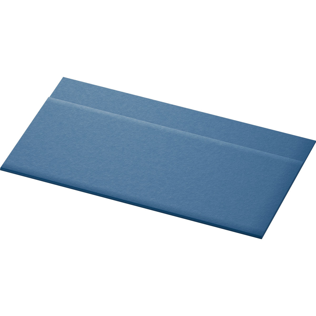 Un paquet de serviettes en cellulose Duni GmbH, 33x32 cm, 1 pli, bleu foncé (6x750 paquets), est représenté légèrement incliné sur une surface blanche.