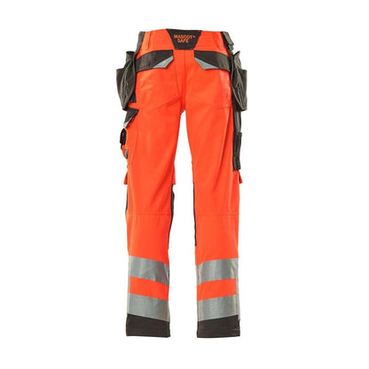 MASCOT® Wigan pantalon d'artisan, rouge haute visibilité/anthracite foncé