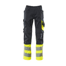 Pantalon MASCOT® Leeds, noir bleu/jaune haute visibilité