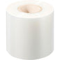 Eine große, weiße, zylindrische Rolle Universalfolie kein Antifog universal der Duni GmbH mit Pappkern steht aufrecht vor einem schlichten weißen Hintergrund.