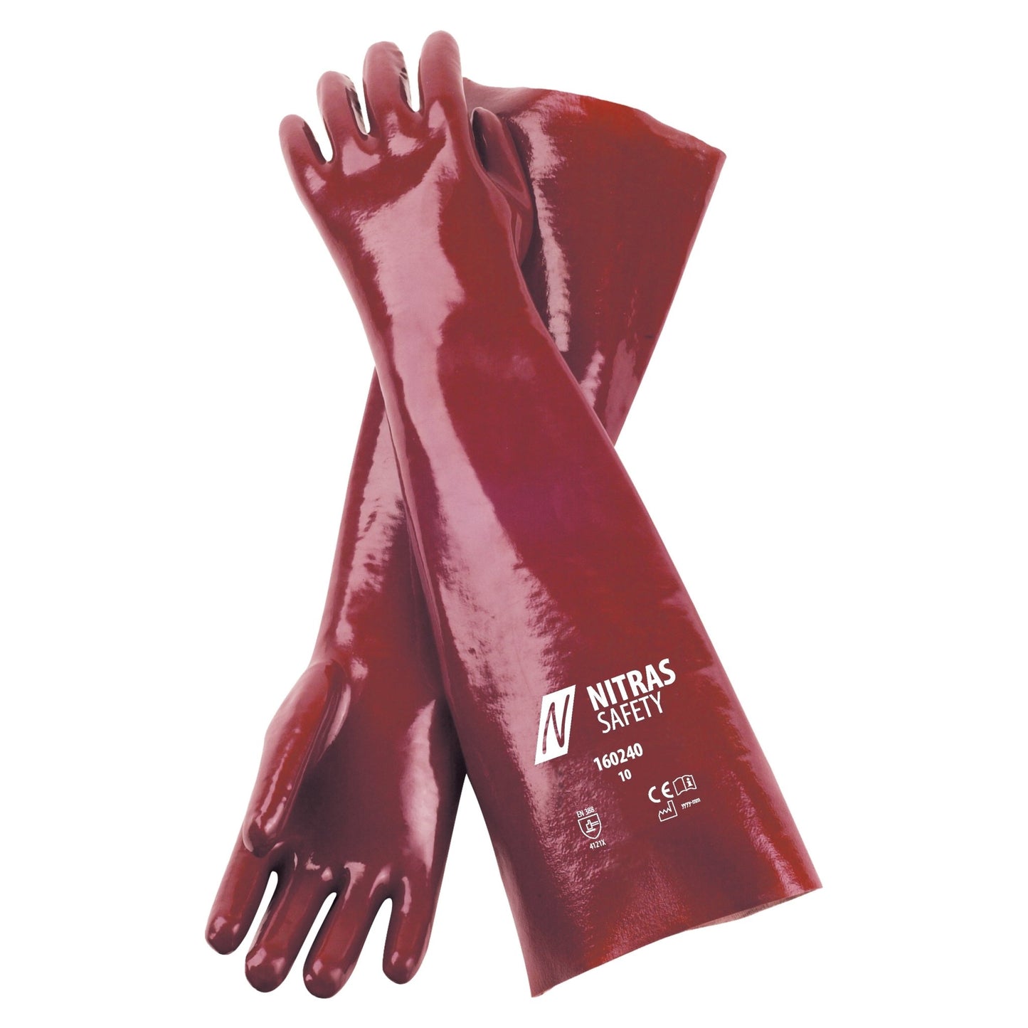 NITRAS PVC-Handschuhe, rot, EN 388 Baumwoll-Trikot, Größe 10 | Packung (12 Paare)