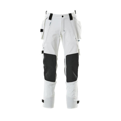 Pantalon avec poches suspendues, pantalon stretch, blanc