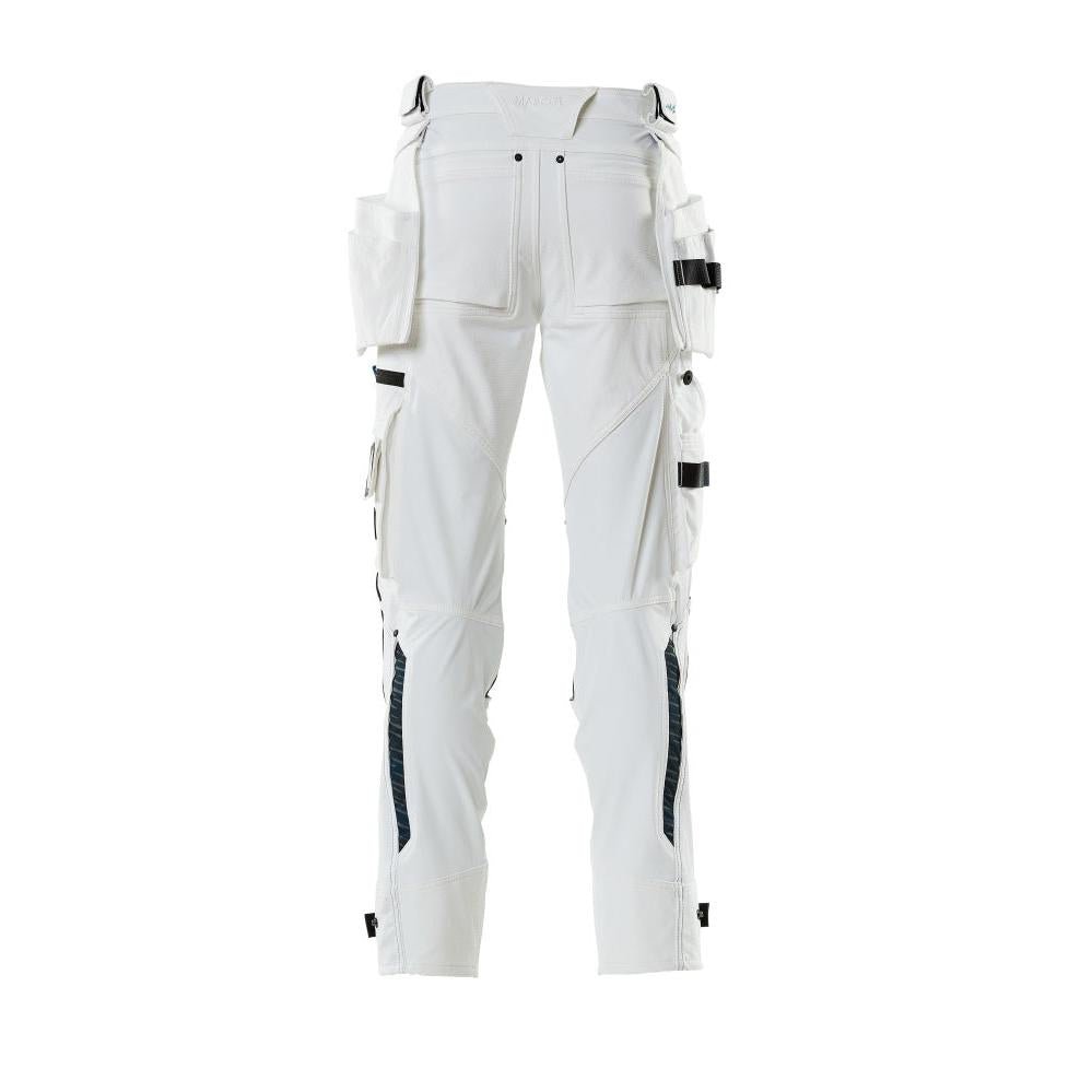 Pantalon avec poches suspendues, pantalon stretch, blanc