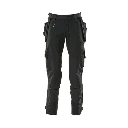 Hose mit Hängetaschen, Stretch Hose, schwarz