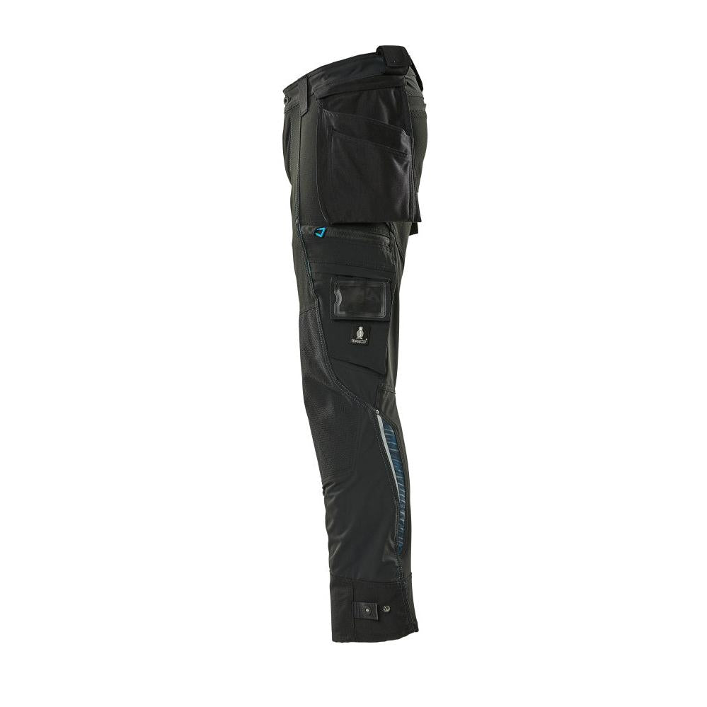 Hose mit Hängetaschen, Stretch Hose, schwarz