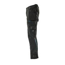 Pantalon avec poches suspendues, pantalon stretch, noir
