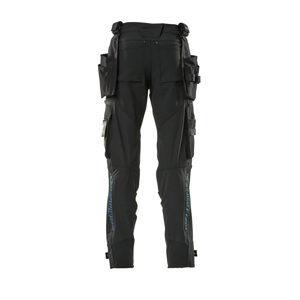 Hose mit Hängetaschen, Stretch Hose, schwarz