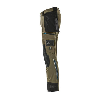 Hose mit Hängetaschen, Stretch Hose, moosgrün