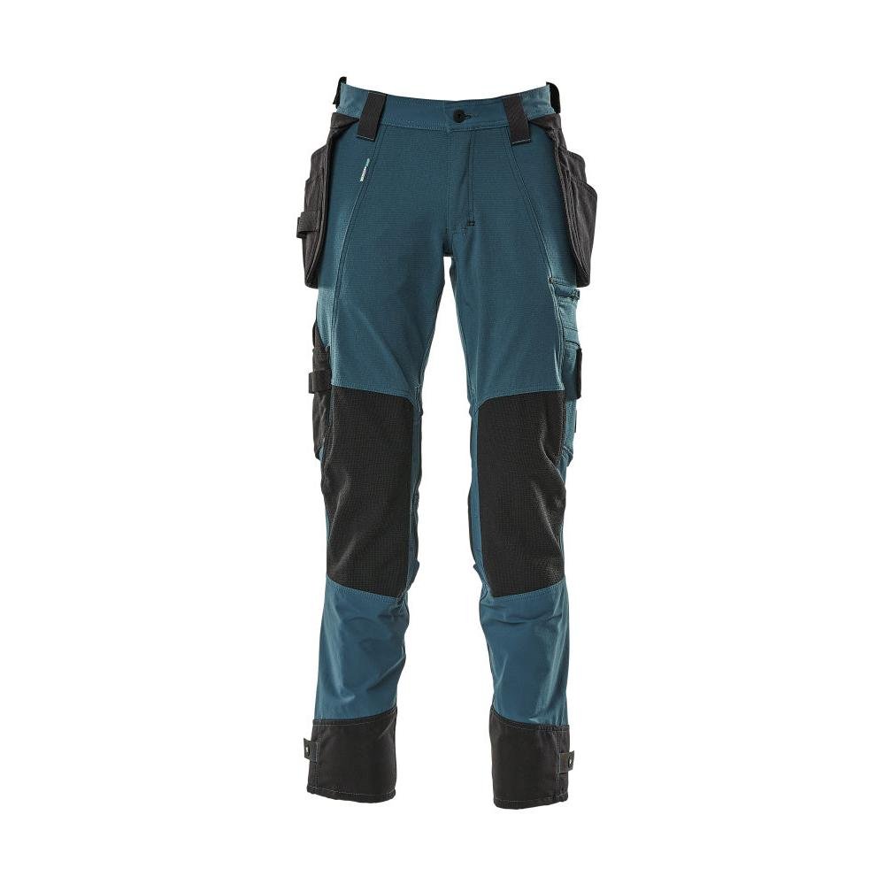 Pantalon avec poches suspendues, pantalon stretch, pétrole foncé
