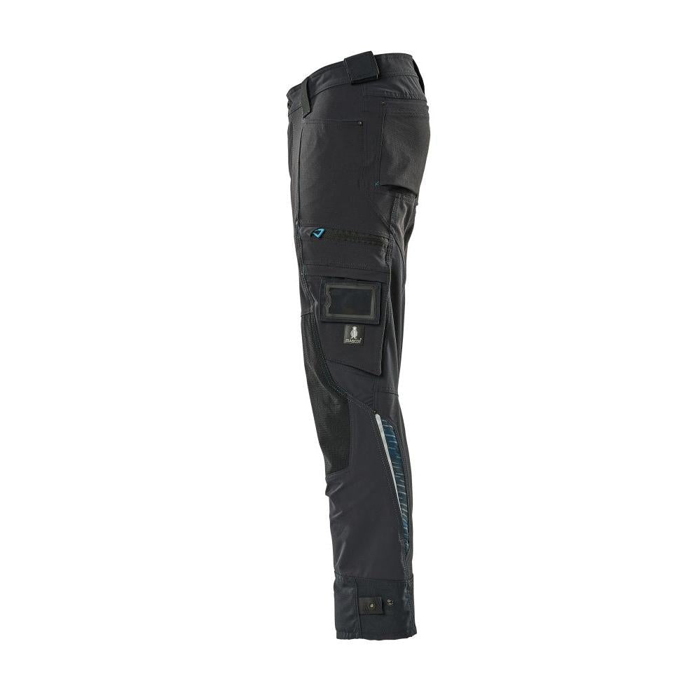 Pantalon avec poches genoux en Dyneema, pantalon stretch, noir-bleu