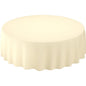 Die Evolin-Tischdecken Ø 240 cm rund der Duni GmbH in unifarbenem Creme decken runde Tische elegant ab und lassen sich sanft über die Ränder drapieren, was jedem Ambiente Raffinesse verleiht.