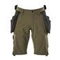 Short, poches suspendues amovibles, short artisan stretch, vert mousse