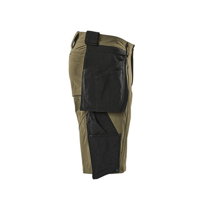 Short, poches suspendues amovibles, short artisan stretch, vert mousse