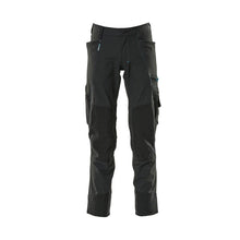 Pantalon avec poches genoux, pantalon léger stretch, noir