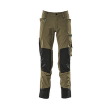 Pantalon avec poches genoux, stretch, pantalon léger, vert mousse