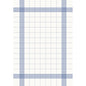 Das Duni GmbH Tisch-Tuch 38x54 cm, blau hat einen weißen Hintergrund mit einem blau karierten Rand und einem Gittermuster. Diese hochwertige Tafel-Serviette wird in einer Packung mit 250 Stück geliefert und bietet gleichmäßig verteilte, symmetrische Gestaltungselemente.