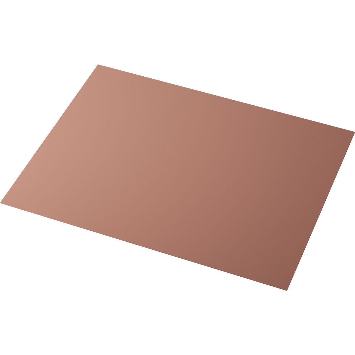 Abgebildet ist eine flache, rechteckige Kupferplatte auf weißem Grund, die in ihrer Form den Duni GmbH Papier-Tischsets 35x45 cm in Kastanienbraun (Packung 250 Stück) ähnelt. Die glatte Oberfläche wirkt reflektierend.