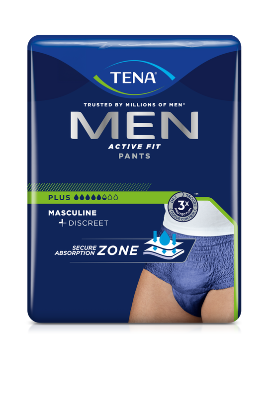 Culottes absorbantes TENA Men Active Fit Pants Plus, bleues