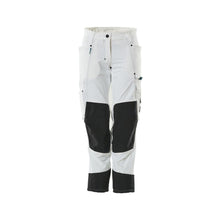 Pantalon avec poches genoux, femme, pantalon diamant, blanc