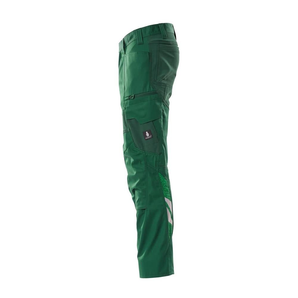 Pantalon avec poches genoux, pantalon empiècements stretch, vert