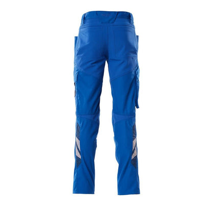 Pantalon avec poches genoux, pantalon empiècements stretch, bleu azur