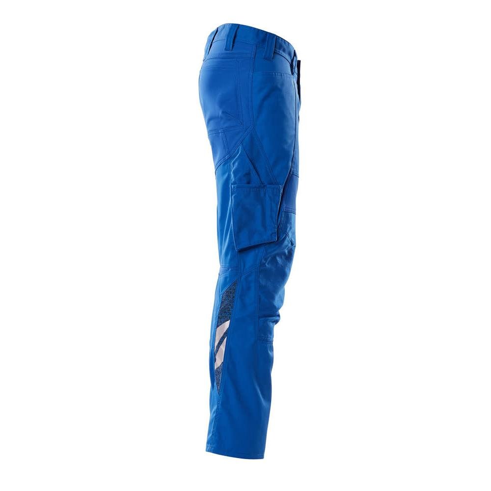 Pantalon avec poches genoux, pantalon empiècements stretch, bleu azur