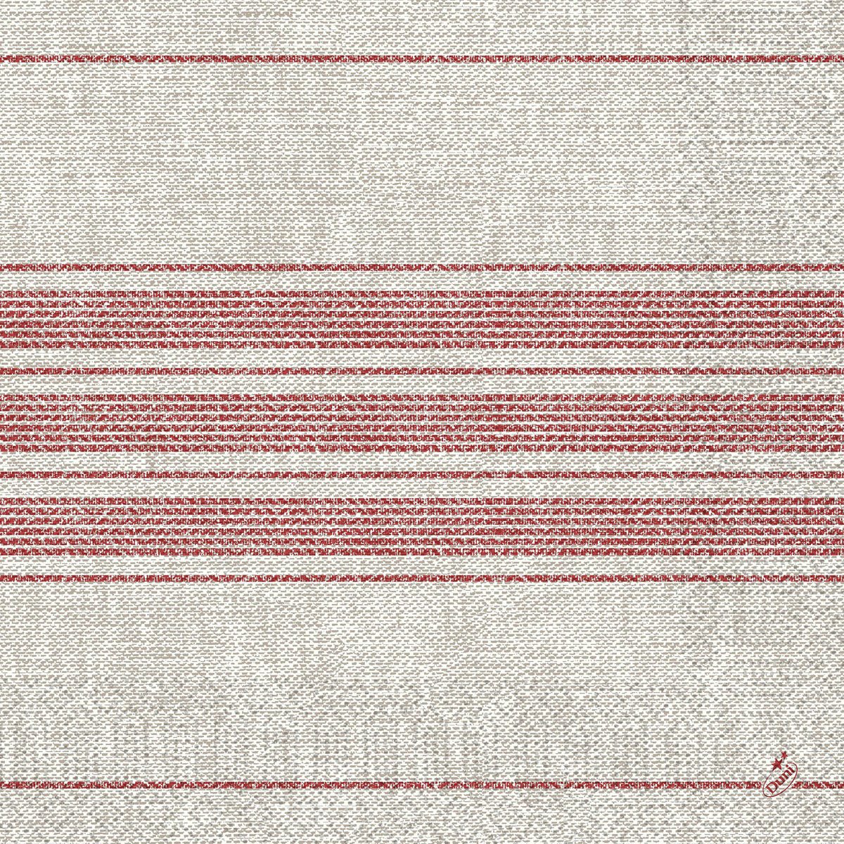 Die Duni GmbH Zelltuchservietten 40 x 40 cm 3-lagig, 1/4 Falz in Cocina bordeaux kommen in einer Packung mit 250 Stück und zeichnen sich durch eine strukturierte Optik mit roten Querstreifen und einem genähten roten Detail aus.
