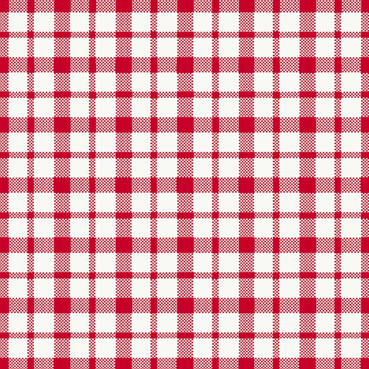 Un motif à carreaux rouge et blanc avec des lignes uniformes formant des carrés et des rectangles sur ces serviettes Dunisoft 40 x 40 cm 1/4 pli de haute qualité de Duni GmbH.