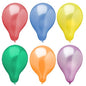 Sechs PAPSTAR Luftballons Ø 25 cm, farbig sortiert im Metallic-Design (6 Stück), liegen in zwei Reihen zu je drei auf weißem Hintergrund.