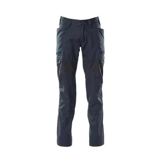 Pantalon, poches cuisses, pantalon empiècements stretch, noir-bleu