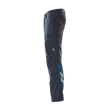 Pantalon, poches cuisses, pantalon empiècements stretch, noir-bleu