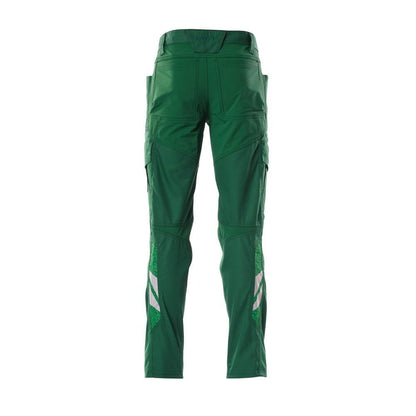 Pantalon, poches cuisses, pantalon empiècements stretch, vert