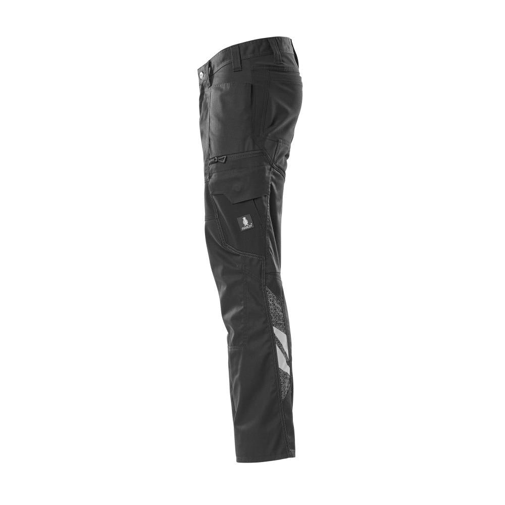 Pantalon, poches cuisses, pantalon empiècements stretch, noir