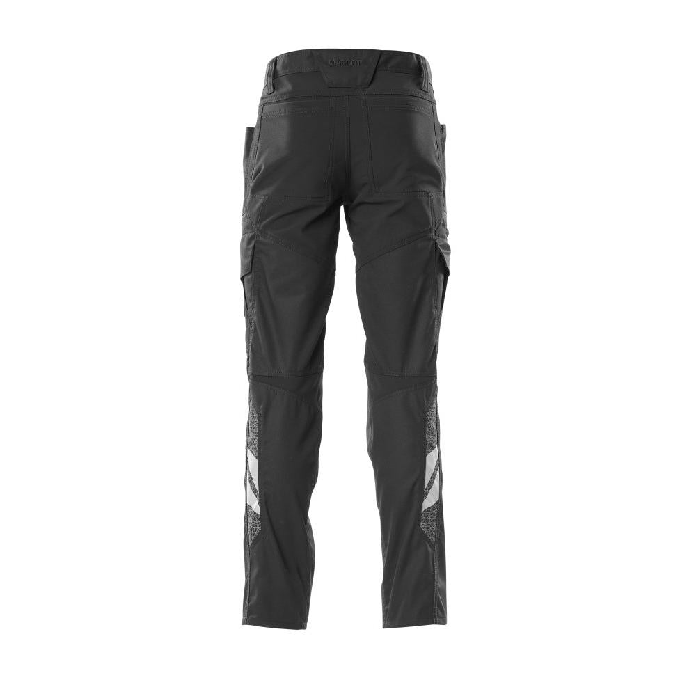 Pantalon, poches cuisses, pantalon empiècements stretch, noir